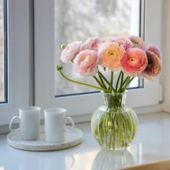 Pastel Ranunculus Mix -Lush Garden Home pastel ranunculus mix pastel persian buttercup mix window still vase